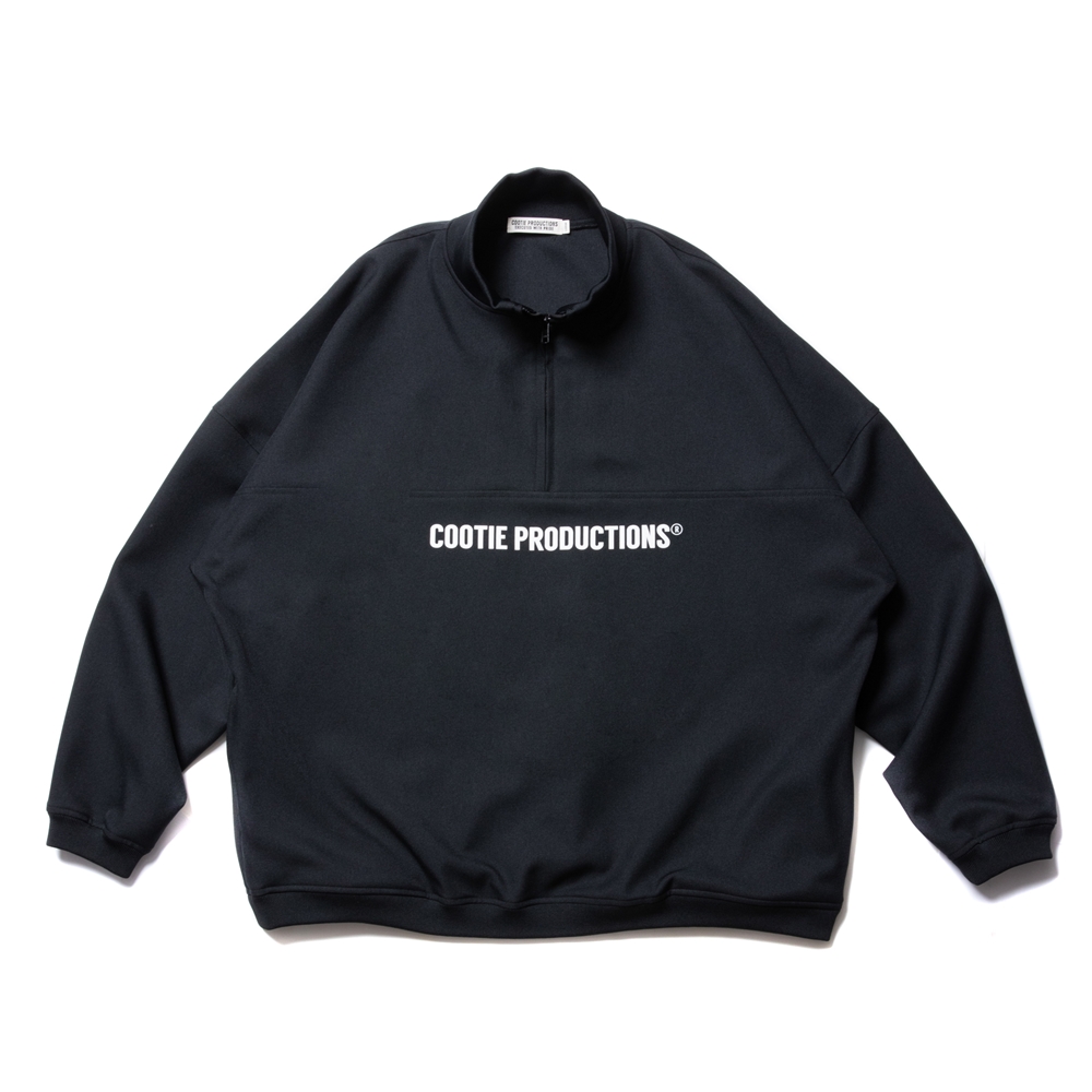 COOTIE PRODUCTIONS/Polyester Twill Half Zip L/S Tee（ブラック