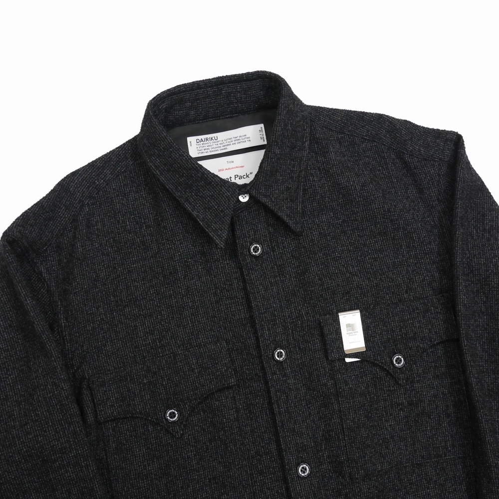 DAIRIKU/Check Tweed Shirt with Money Clip（ブラック）［チェック ...