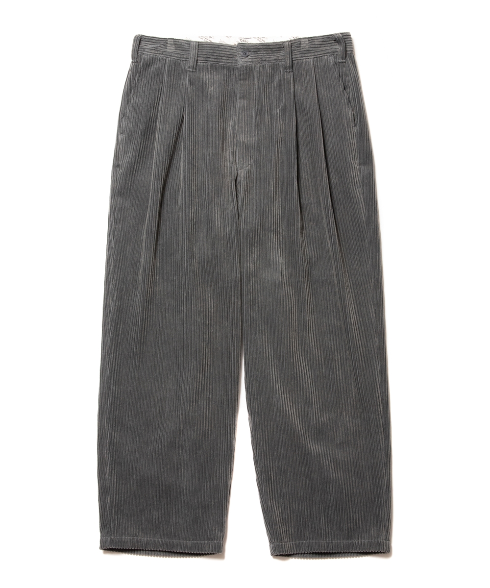 COOTIE PRODUCTIONS/Wide Corduroy 2 Tuck Trousers（グレー）［ワイド
