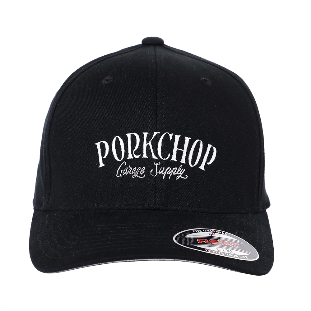 PORKCHOP/STITCH LOGO CAP（ブラック）［フレックスフィットキャップ