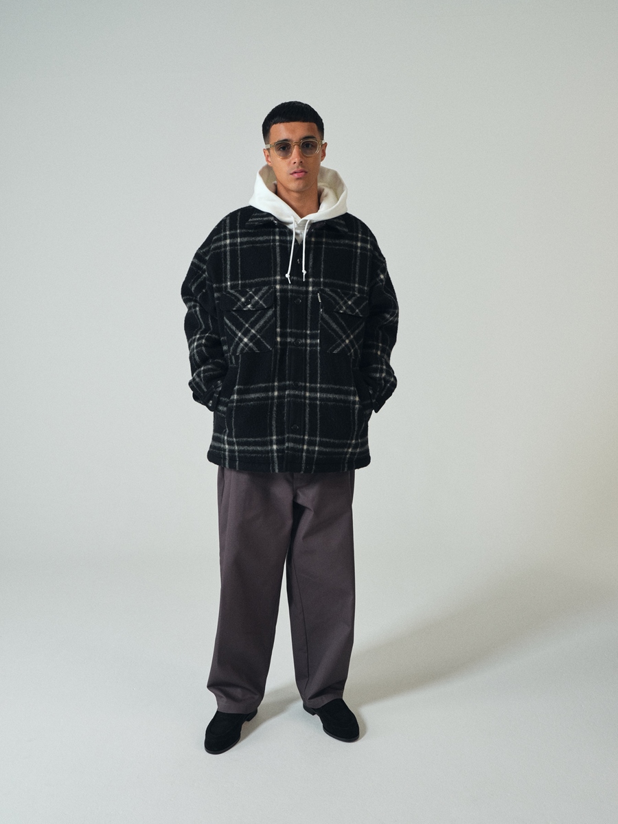 COOTIE PRODUCTIONS/Napping Windowpane CPO Jacket（ブラック）［ナッ