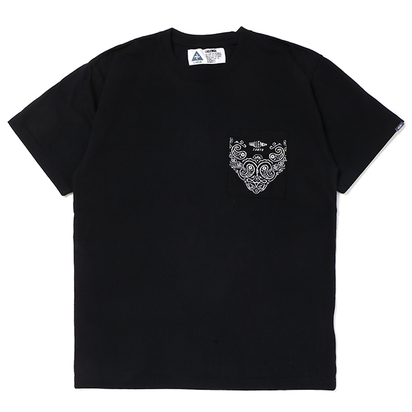 CHALLENGER/BANDANA POCKET TEE（ブラック）［バンダナ刺繍ポケT-22春 