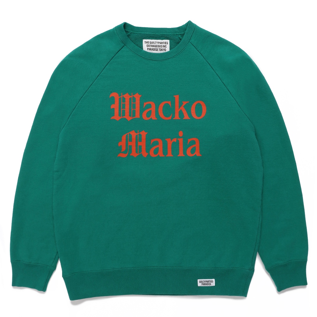 WACKO MARIA/WASHED HEAVY WEIGHT CREW NECK SWEAT SHIRT（グリーン ...