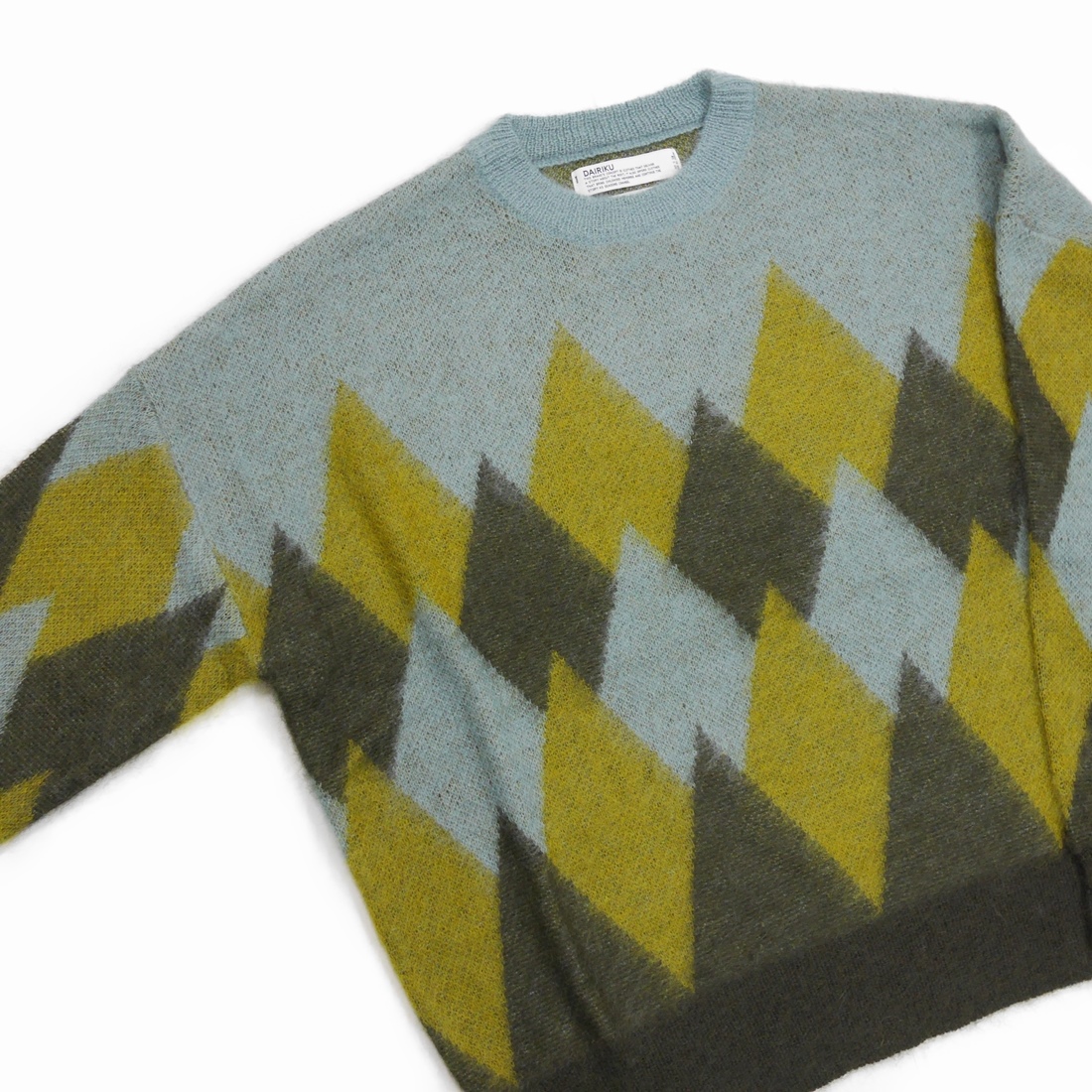 DAIRIKU/Argyle Mohair Pullover Knit（Mint Green）［アーガイル 