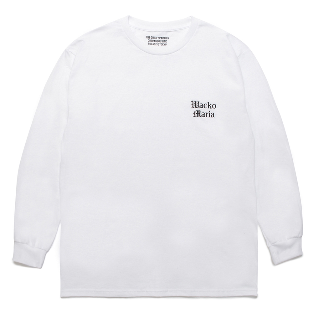 WACKO MARIA/LONG SLEEVE T-SHIRT（WHITE）［刺繍長袖T-22秋冬］ - JONAS