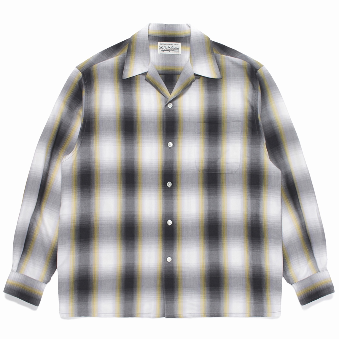 襟オープンカラーOMBRE CHECK OPEN COLLAR SHIRT オンブレシャツ - シャツ