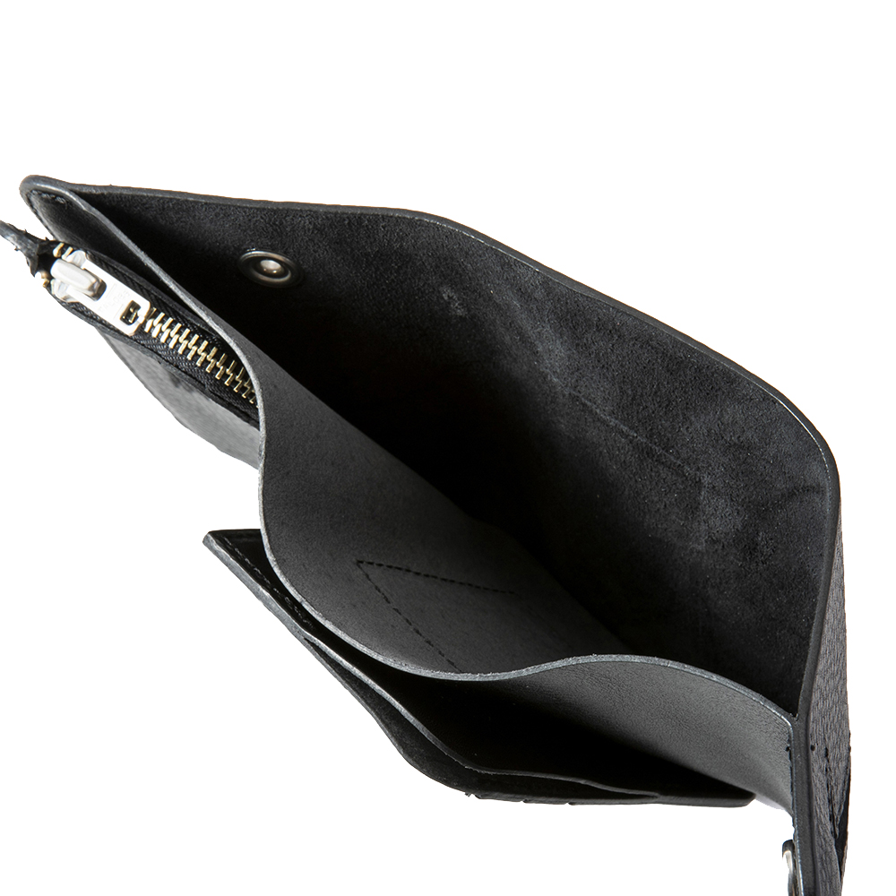 CALEE/Silver star concho flap leather half wallet（Black）［レザー