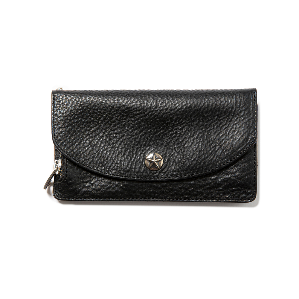 CALEE/SILVER STAR CONCHO LEATHER LONG WALLET（BLACK）［レザー