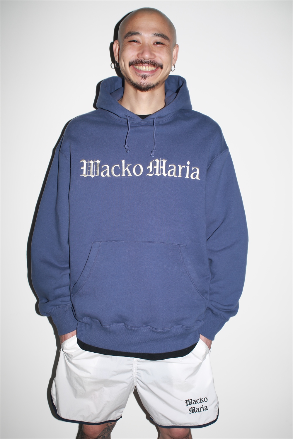 WACKO MARIA/MIDDLE WEIGHT PULL OVER HOODED SWEAT SHIRT（NAVY 