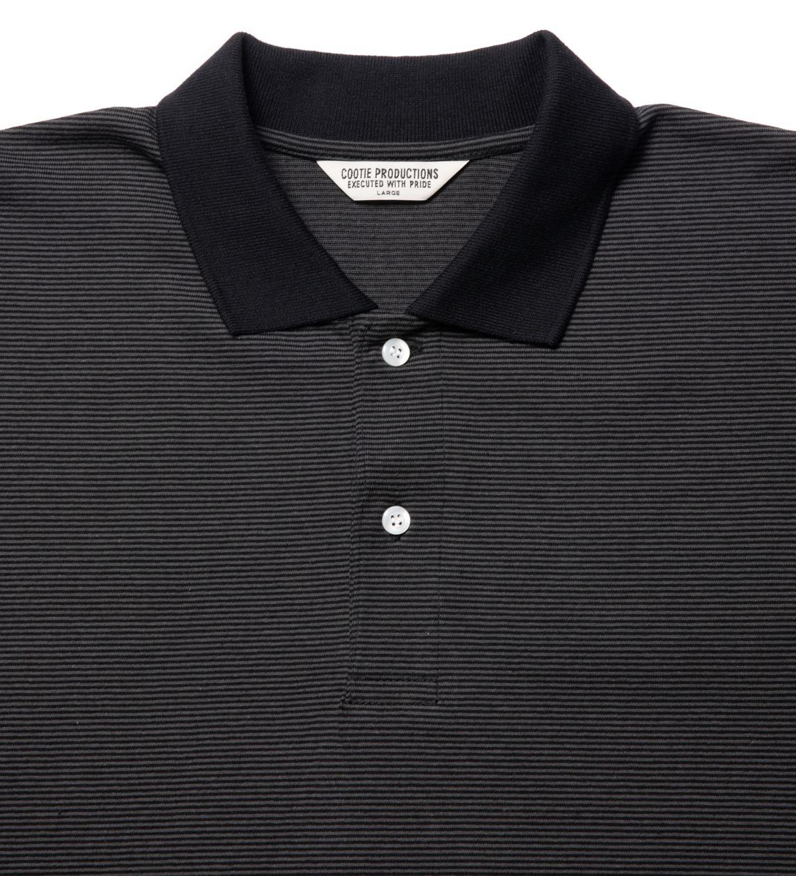 COOTIE PRODUCTIONS/Open End Yarn Border S/S Polo（Black/Gray 