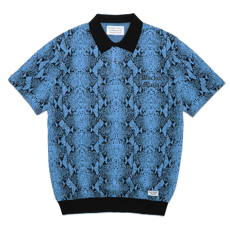 画像: WACKO MARIA/PYTHON KNIT JACQUARD POLO SHIRT（BLUE）［パイソンジャガードポロシャツ-23春夏］