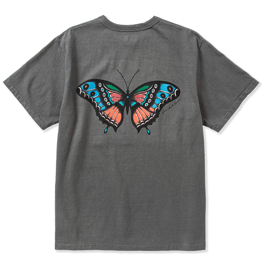 CALEE/×MIHO MURAKAMI Binder neck CL butterfly logo vintage t-shirt 