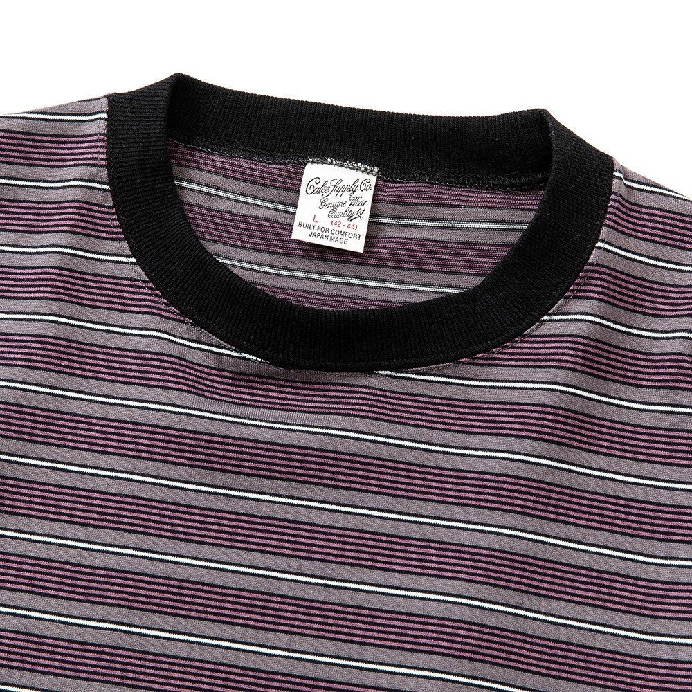 画像: CALEE/Drop shoulder narrow pitch border S/S cutsew（Black/Purple） 【40%OFF】［ドロップショルダーボーダーT-23春夏］