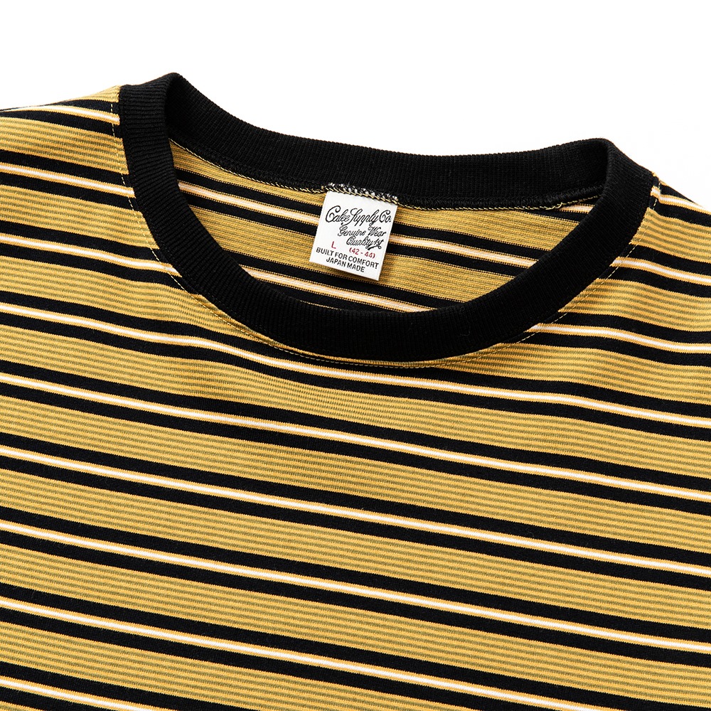 画像: CALEE/Drop shoulder narrow pitch border S/S cutsew（Black/Mustard） 【40%OFF】［ドロップショルダーボーダーT-23春夏］