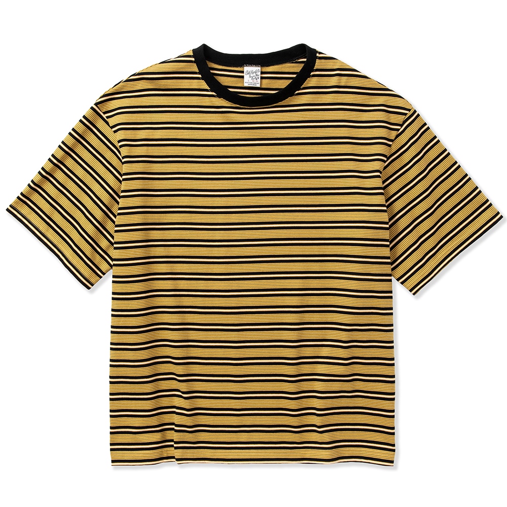 画像: CALEE/Drop shoulder narrow pitch border S/S cutsew（Black/Mustard） 【40%OFF】［ドロップショルダーボーダーT-23春夏］