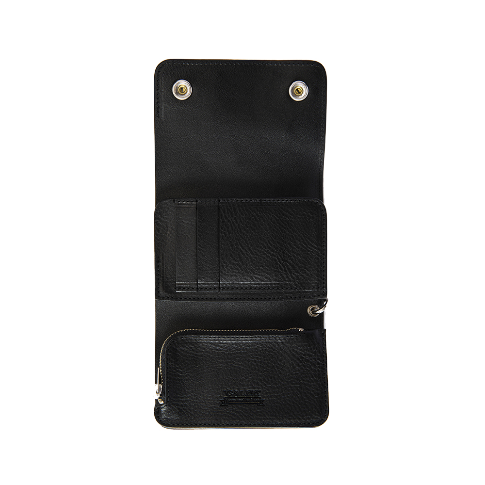 画像: CALEE/SILVER STAR CONCHO FLAP LEATHER HALF WALLET（BLACK）［レザーハーフウォレット-24春夏］