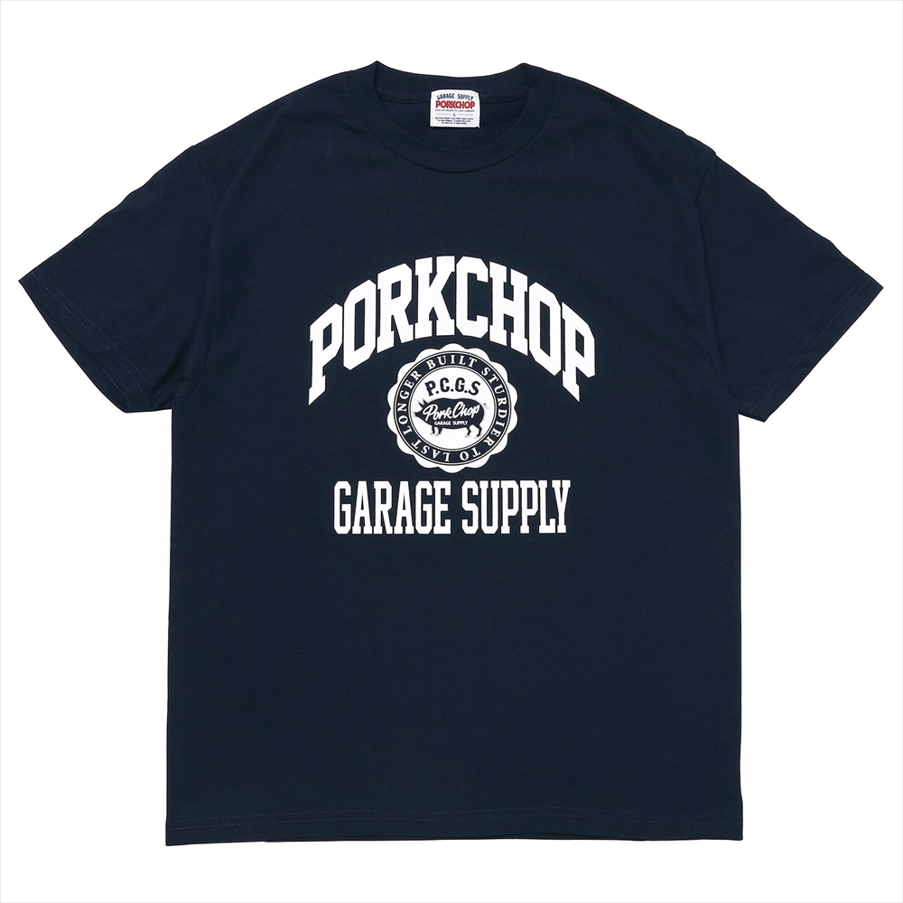 画像: PORKCHOP/2nd COLLEGE TEE（NAVY）［プリントT-23秋冬］