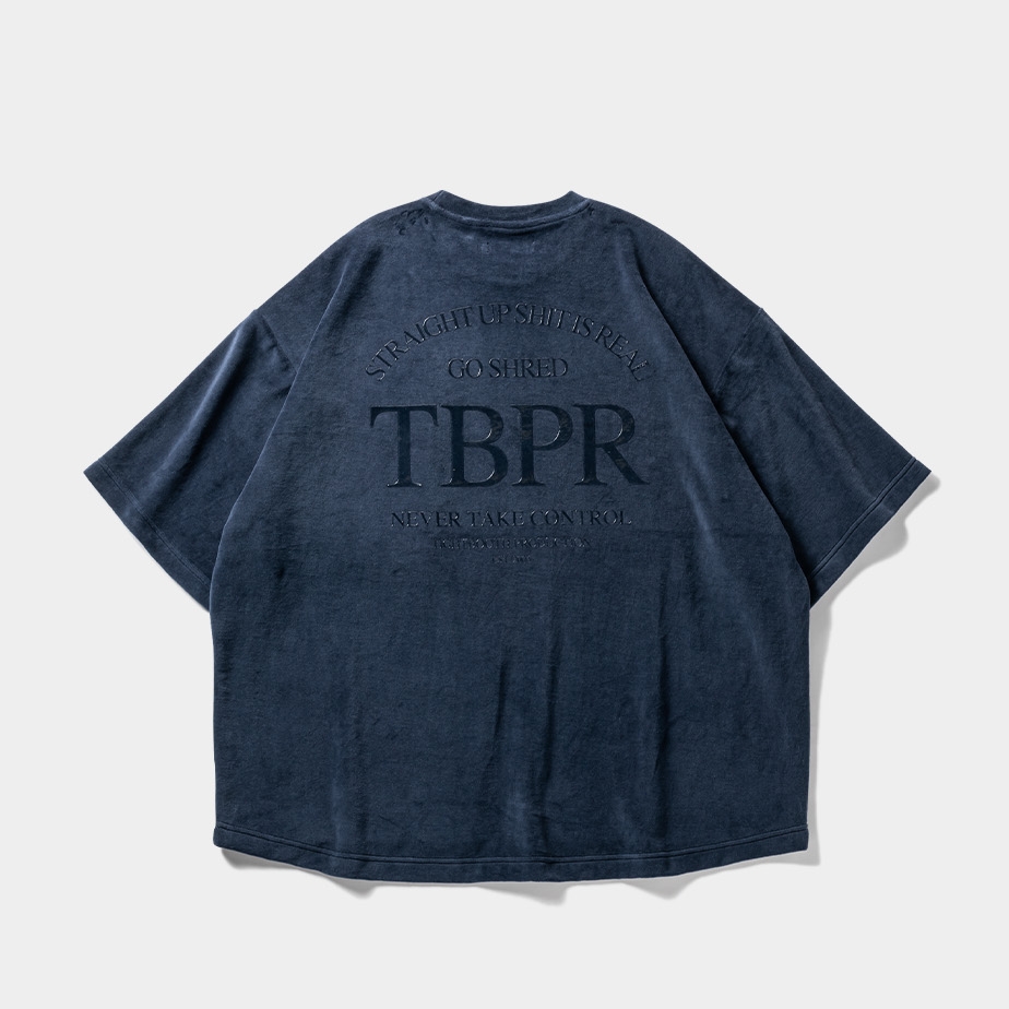 TIGHTBOOTH/STRAIGHT UP VELOUR T-SHIRT（Navy） 【20%OFF】［ベロアT 