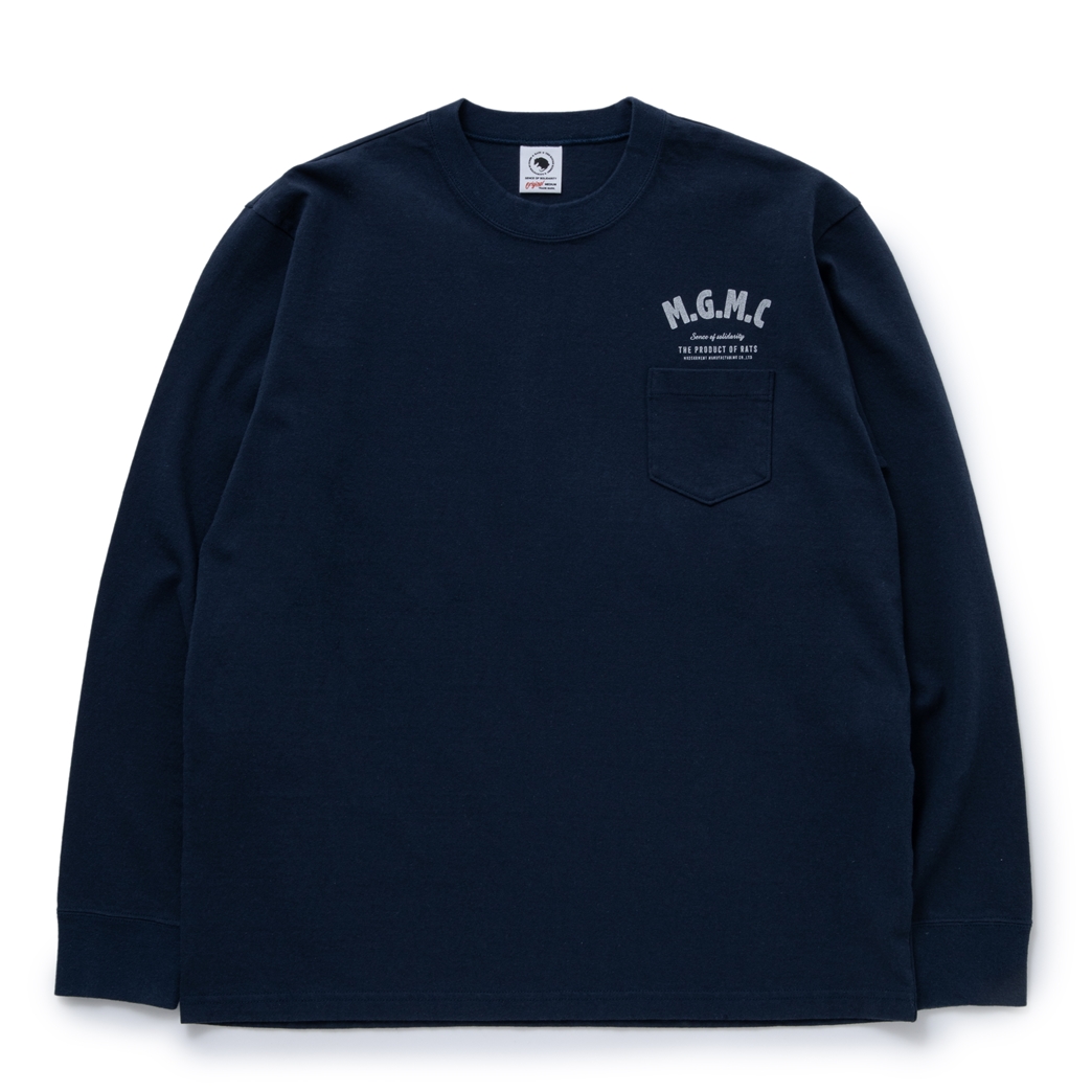 RATS/MGMC POCKET LS TEE（NAVY）［プリント長袖ポケT-23秋冬］ - JONAS