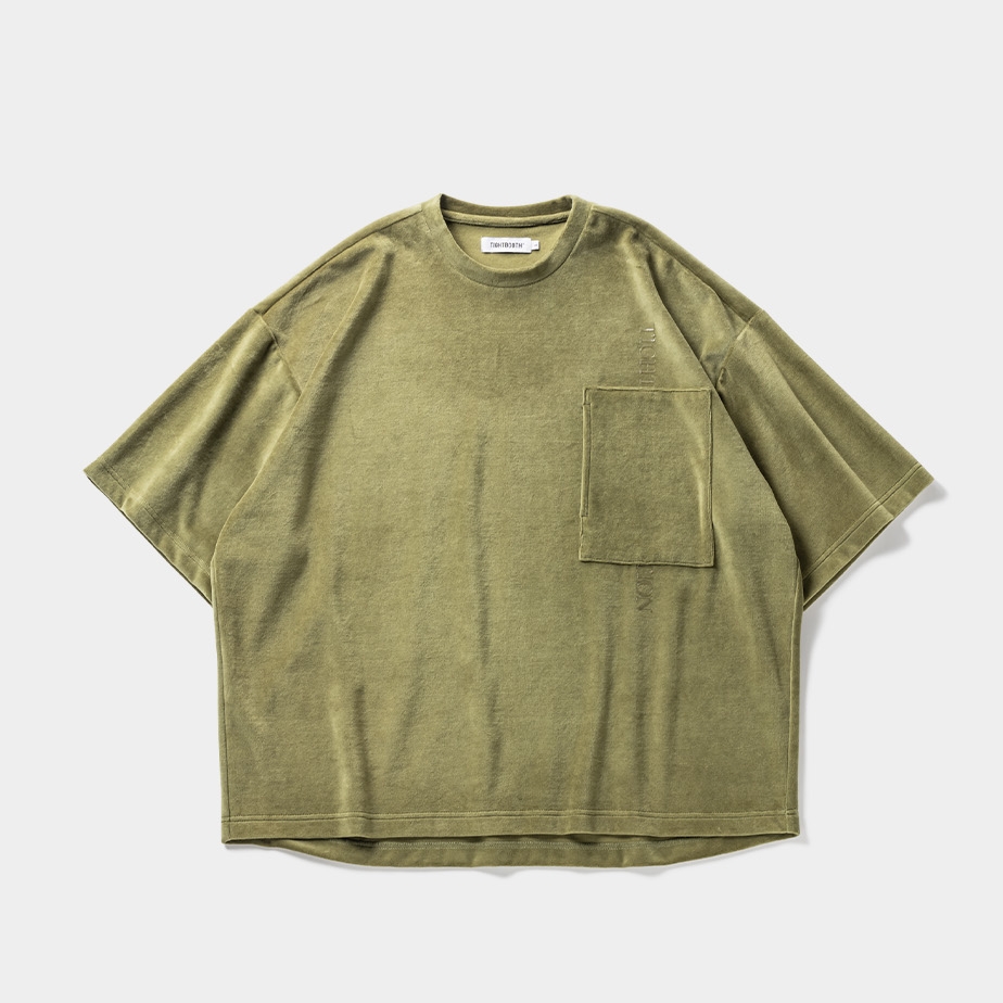 画像: TIGHTBOOTH/STRAIGHT UP VELOUR T-SHIRT（Olive）［ベロアT-23秋冬］