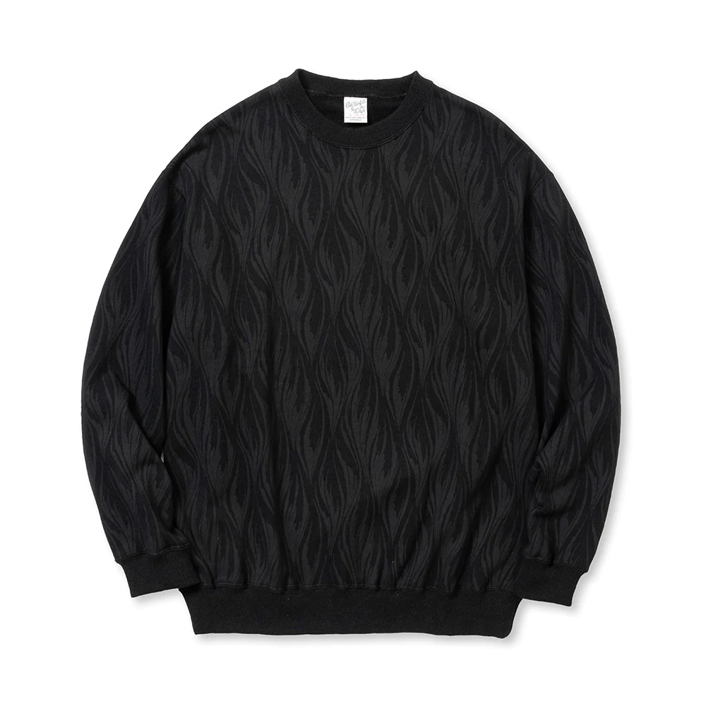 画像: CALEE/FEATER PATTERN CREW NECK SW（BLACK）［フェザー柄クルーネックスウェット-23秋冬］