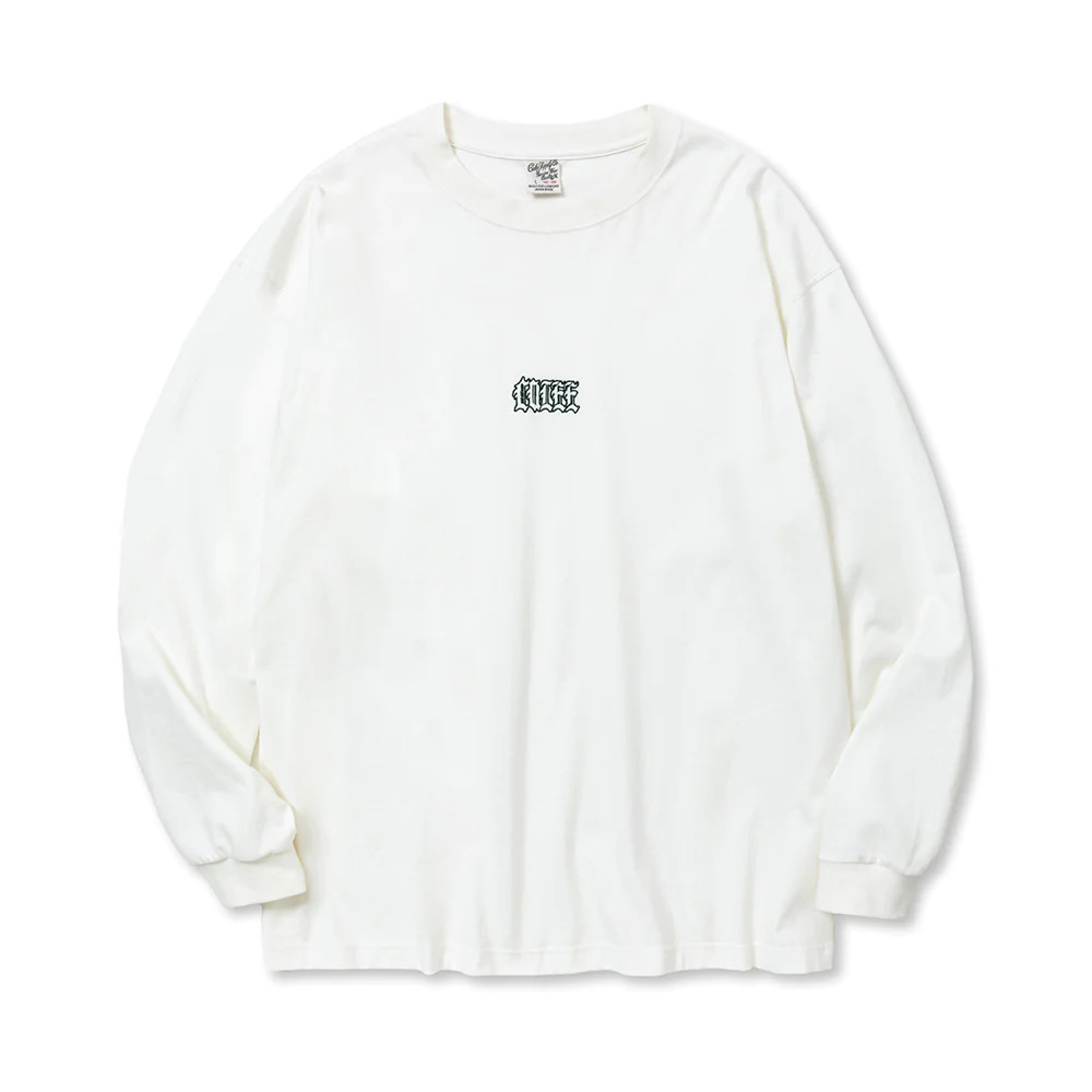 CALEE/CAL EMBROIDERY DROP SHOULDER L/S TEE（WHITE）［ドロップ