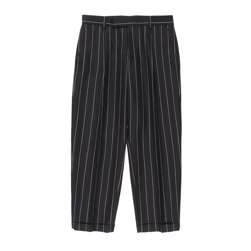 画像: WACKO MARIA/DORMEUIL / STRIPED PLEATED TROUSERS（TYPE-2）（BLACK）［ワンタックスラックス(TYPE-2)-23秋冬］