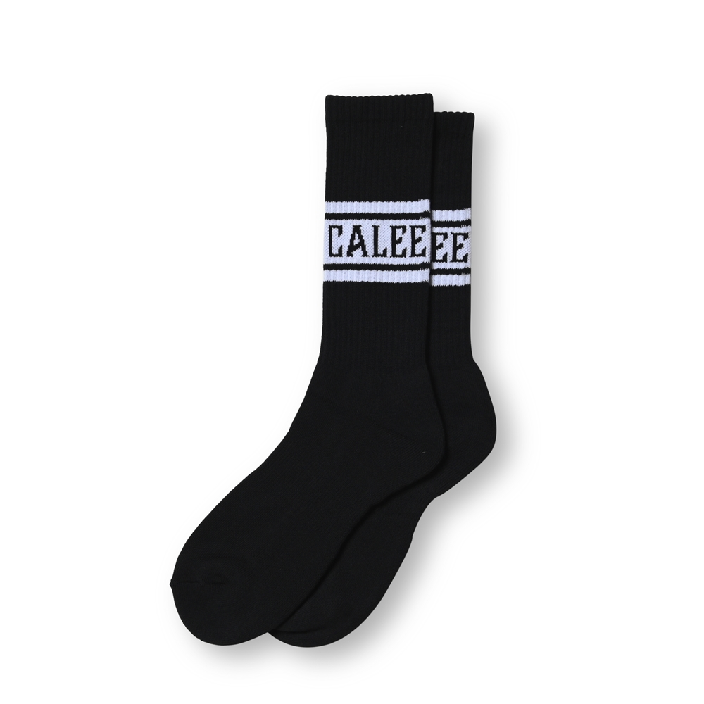 画像: CALEE/JACQUARD PILE LINE SOCKS（BLACK） 【40%OFF】［ラインソックス-23秋冬］