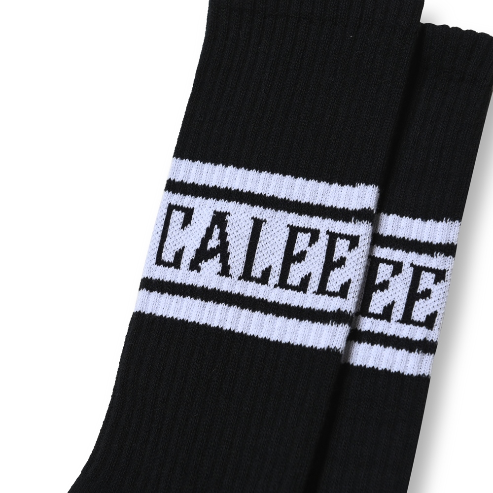 画像: CALEE/JACQUARD PILE LINE SOCKS（BLACK） 【40%OFF】［ラインソックス-23秋冬］