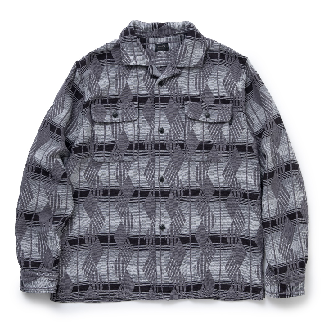 画像: RATS/NATIVE JACQUARD SHIRT（GRAY）［ネイティブジャガードシャツ-23秋冬］