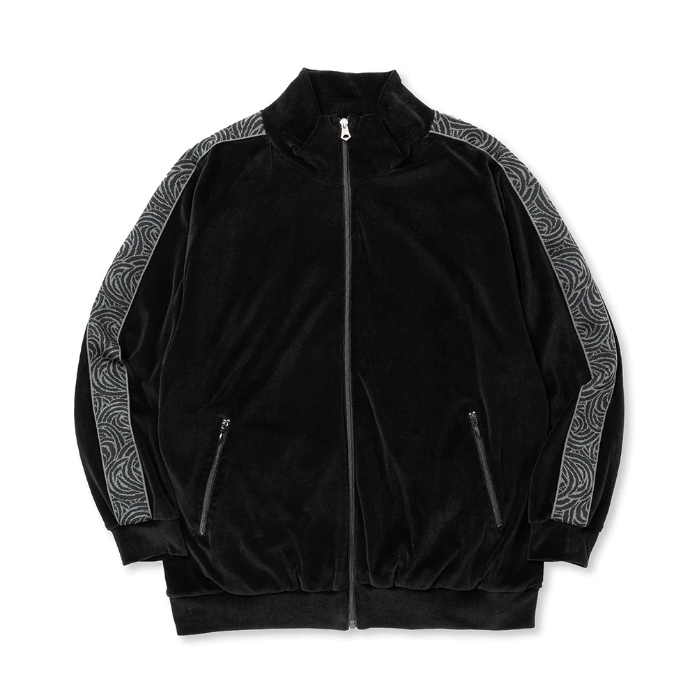 CALEE/VELOUR TRACK JACKET＜SPIRAL JACQUARD PATTERN＞（BLACK