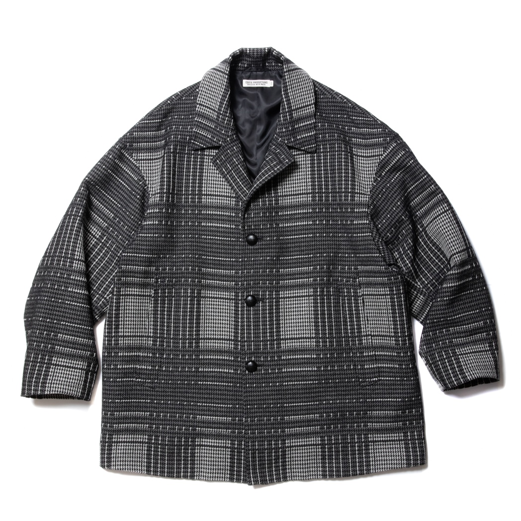 COOTIE PRODUCTIONS/Jacquard Check Wool Short Chester Coat（Black 