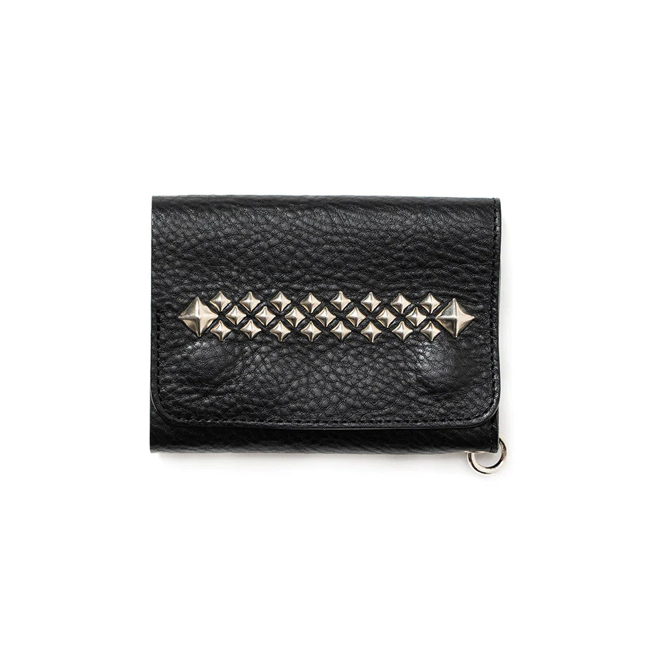 画像: CALEE/STUDS LEATHER FLAP HALF WALLET（BLACK）［スタッズレザーハーフウォレット-23秋冬］