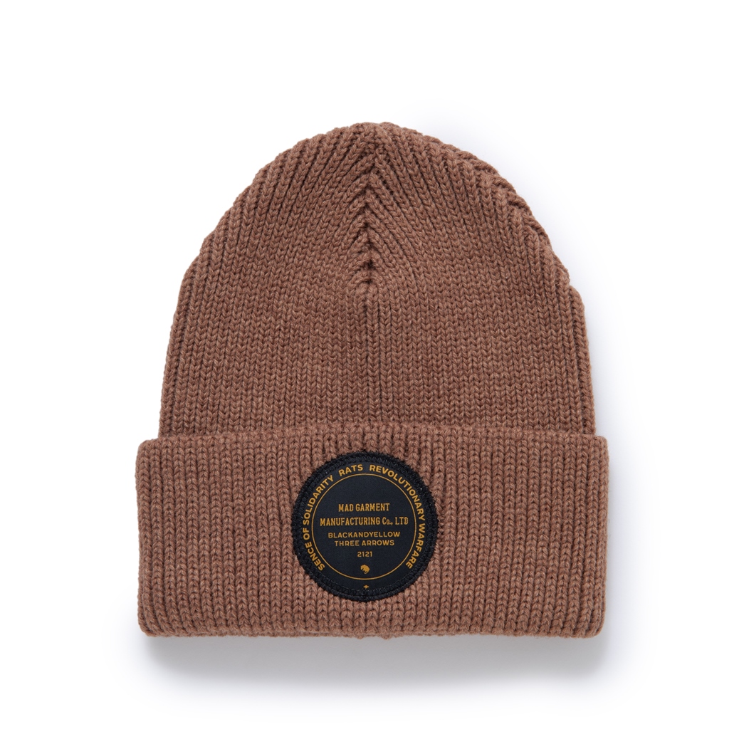 画像: RATS/KNIT CAP CIRCLE PATCH（BROWN） 【30%OFF】［ニットキャップ-23秋冬］