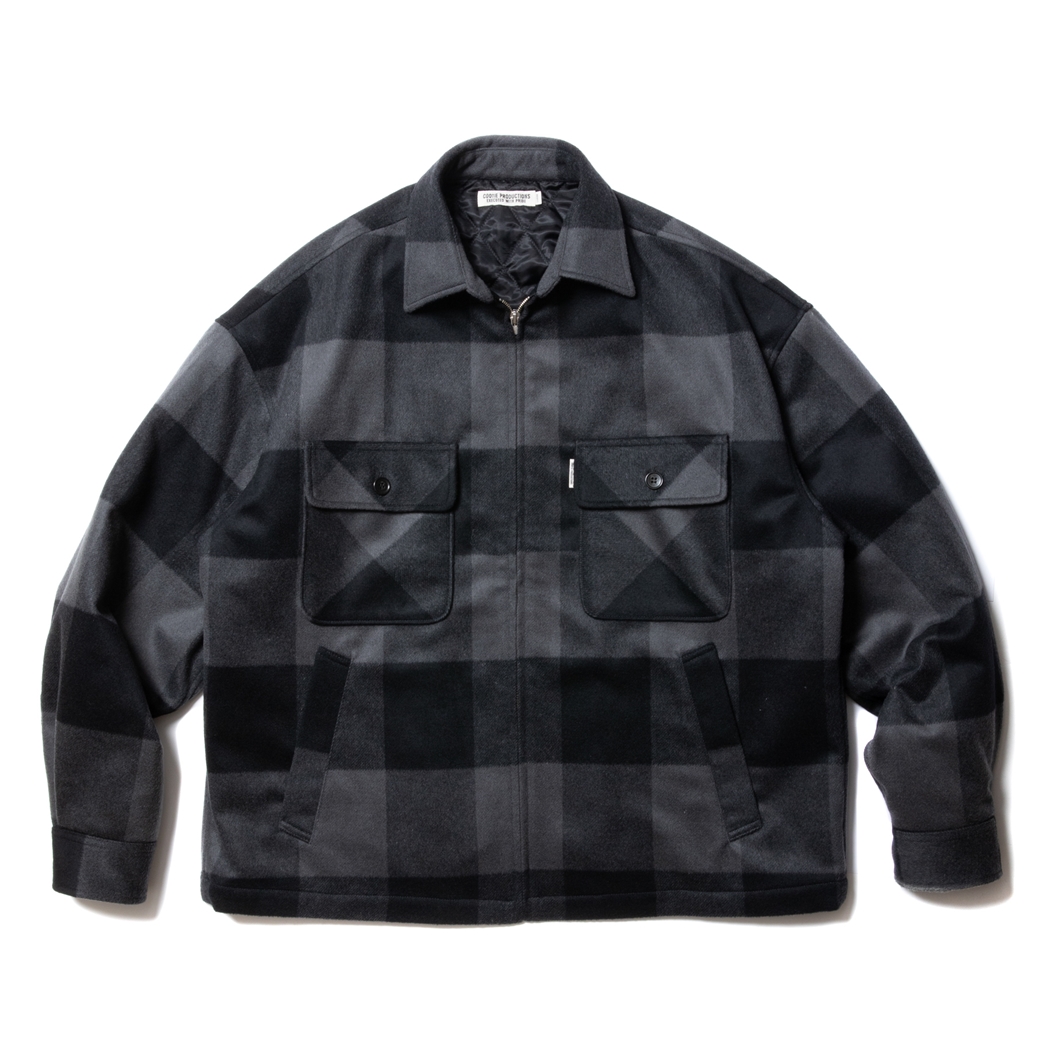 COOTIE PRODUCTIONS/Buffalo Check Wool Zip Up CPO Jacket（Black