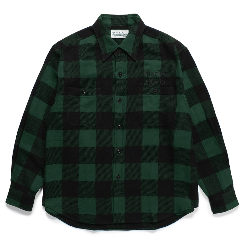 画像: WACKO MARIA/BLOCK CHECK FLANNEL SHIRT（GREEN）［ブロックチェックフランネルシャツ-24春夏］