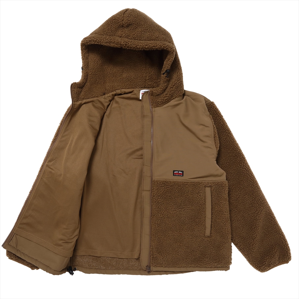 PORKCHOP/BOA FLEECE ZIP UP HOODIE（BROWN）［ボアフリースジップ