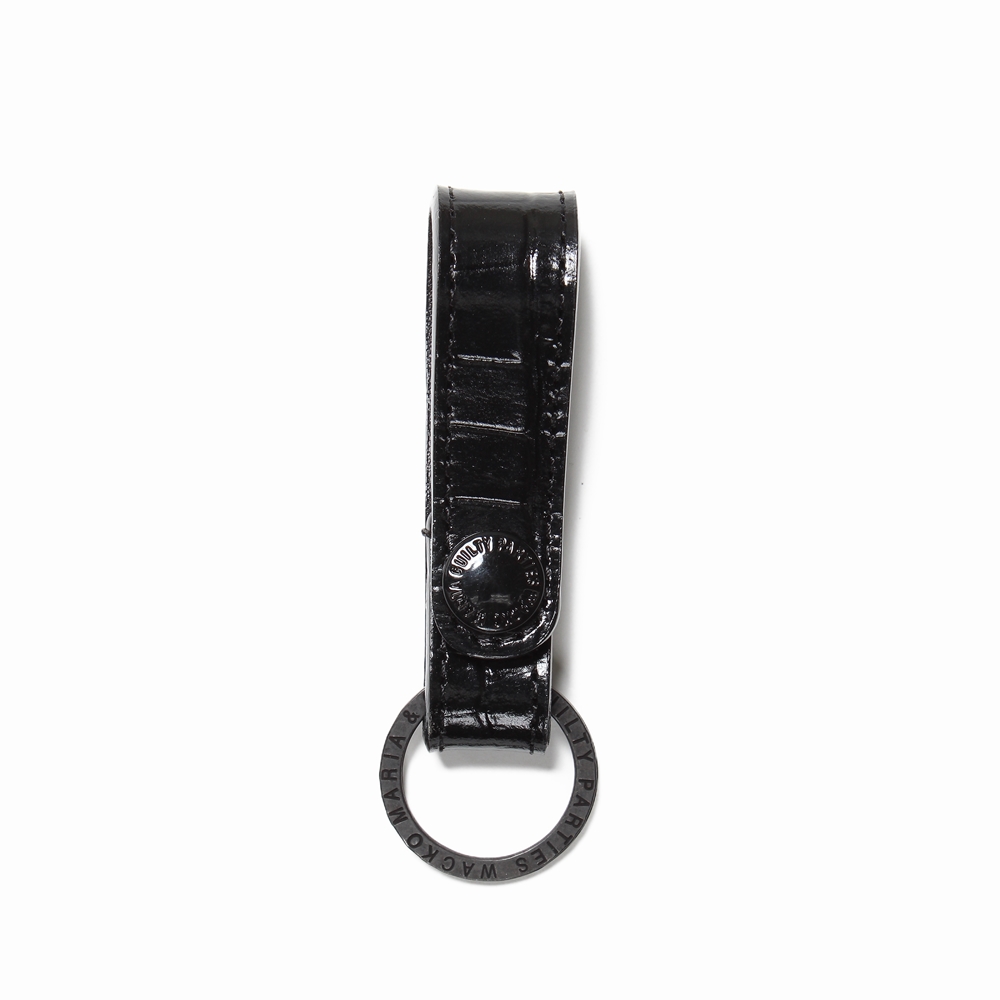 画像1: WACKO MARIA/EMBOSS LEATHER KEY HOLDER（CROCODILE）（BLACK/BLACK）［レザーキーホルダー-24秋冬］ (1)