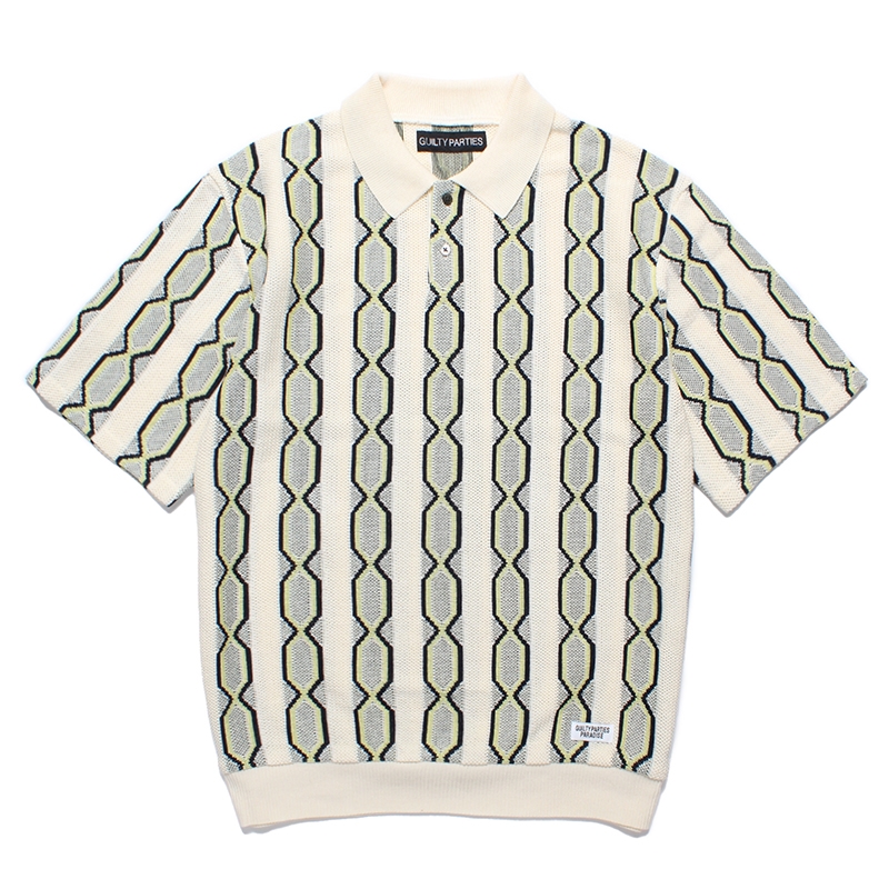 画像: WACKO MARIA/STRIPED JACQUARD SUMMER KNIT POLO SHIRT（BEIGE）［ストライプジャガードサマーニットポロシャツ-24春夏］