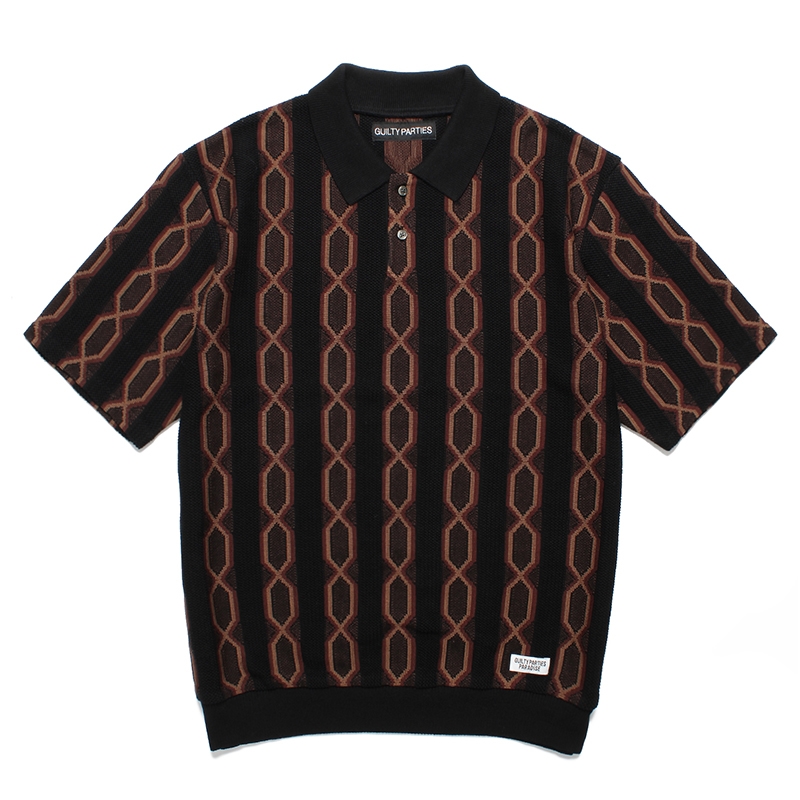 画像: WACKO MARIA/STRIPED JACQUARD SUMMER KNIT POLO SHIRT（BLACK）［ストライプジャガードサマーニットポロシャツ-24春夏］