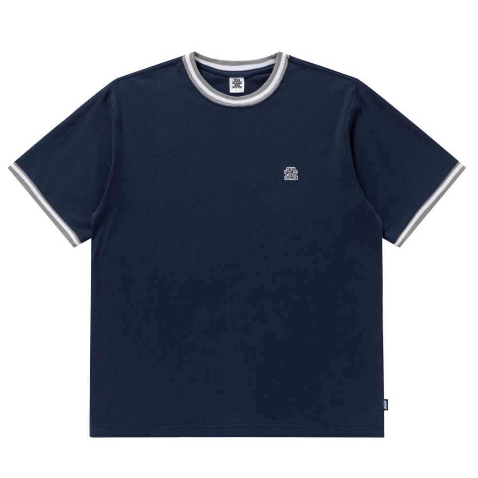 BlackEyePatch/SMALL OG LABEL RIB KNITTED TEE（NAVY） - JONAS