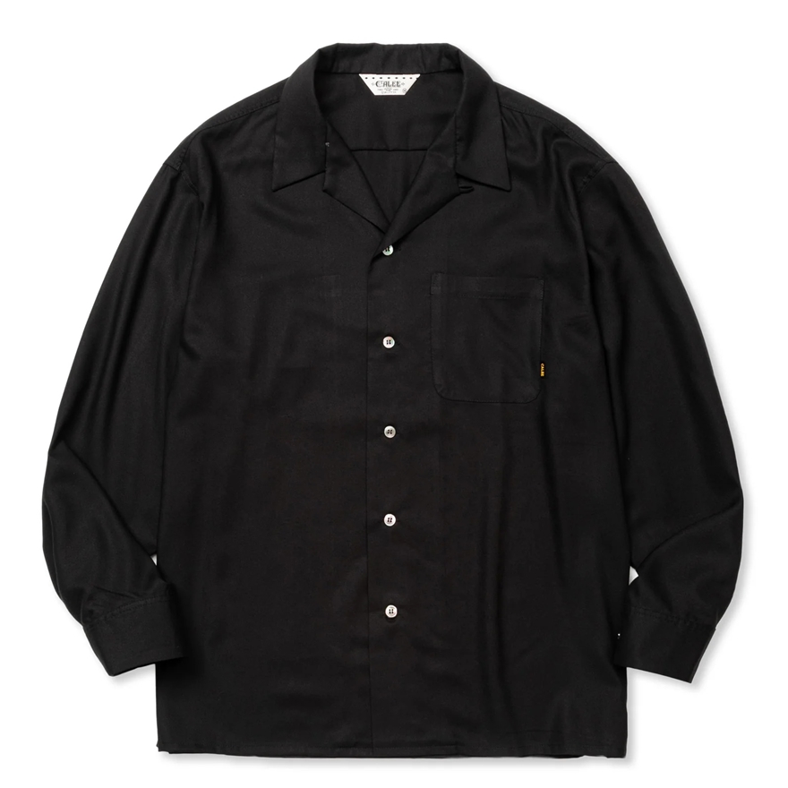 画像: CALEE/EMBROIDERY OPEN COLLAR L/S SH（BLACK） 【30%OFF】［オープンカラーシャツ-24春夏］