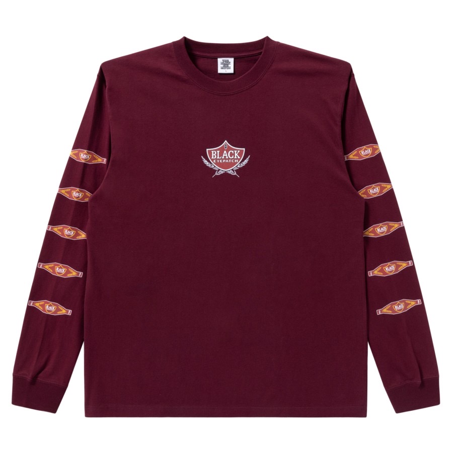 画像: BlackEyePatch/SWEET CIGAR LABEL L/S TEE（BURGUNDY）