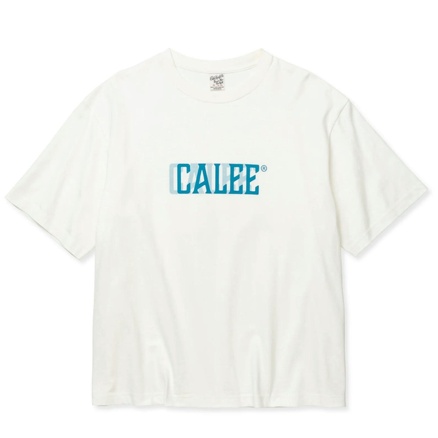 画像: CALEE/DROP SHOULDER CALEE BLUR LOGO TEE（WHITE）［ドロップショルダープリントT-24春夏］