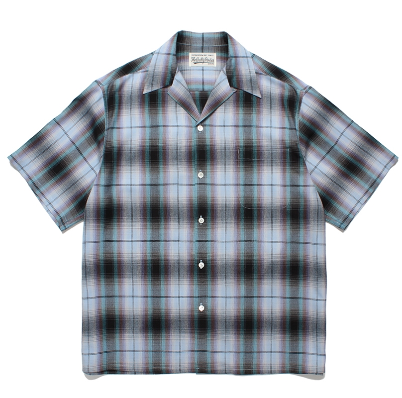 WACKO MARIA/OMBRE CHECK OPEN COLLAR SHIRT（BLUE）［オンブレチェックオープンカラーシャツ-24春夏］ -  JONAS