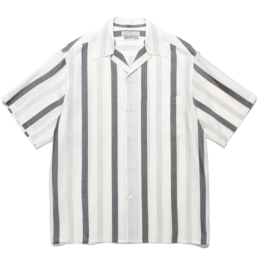 画像: WACKO MARIA/STRIPED OPEN COLLAR SHIRT（WHITE）［ストライプオープンカラーシャツ-24春夏］