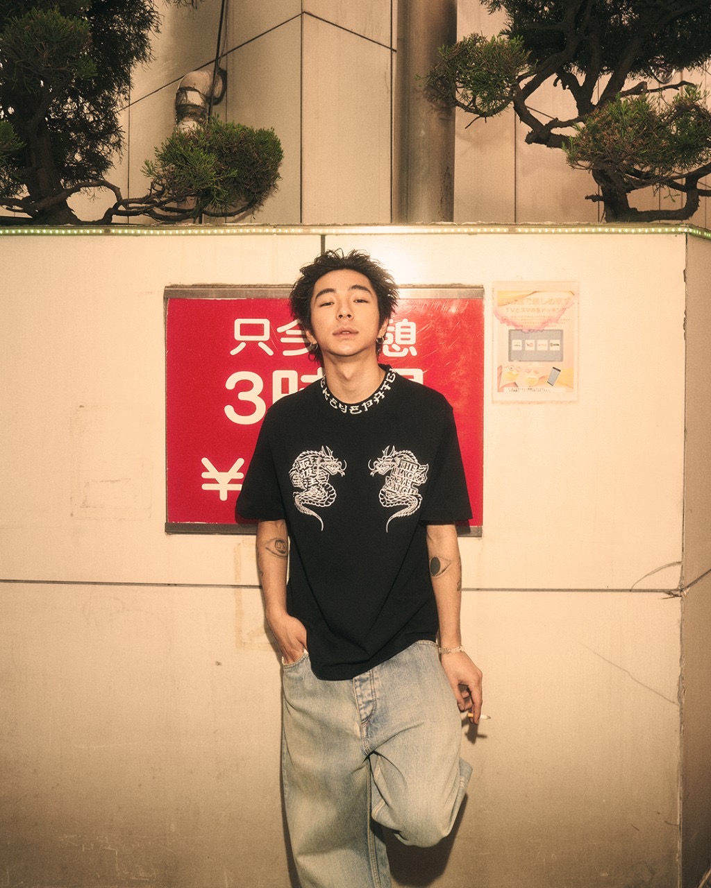 画像: BlackEyePatch/DRAGON KANJI RIBBED TEE（BLACK）