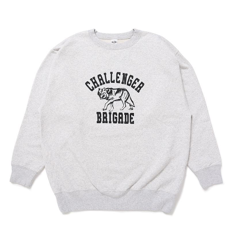 画像: CHALLENGER/WOLF COLLEGE C/N SWEAT（GRAY）［クルーネックスウェット-24秋冬］