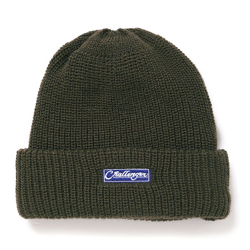 画像1: CHALLENGER/BAR LOGO KNIT CAP（OLIVE）［バーロゴニットキャップ-24秋冬］ (1)