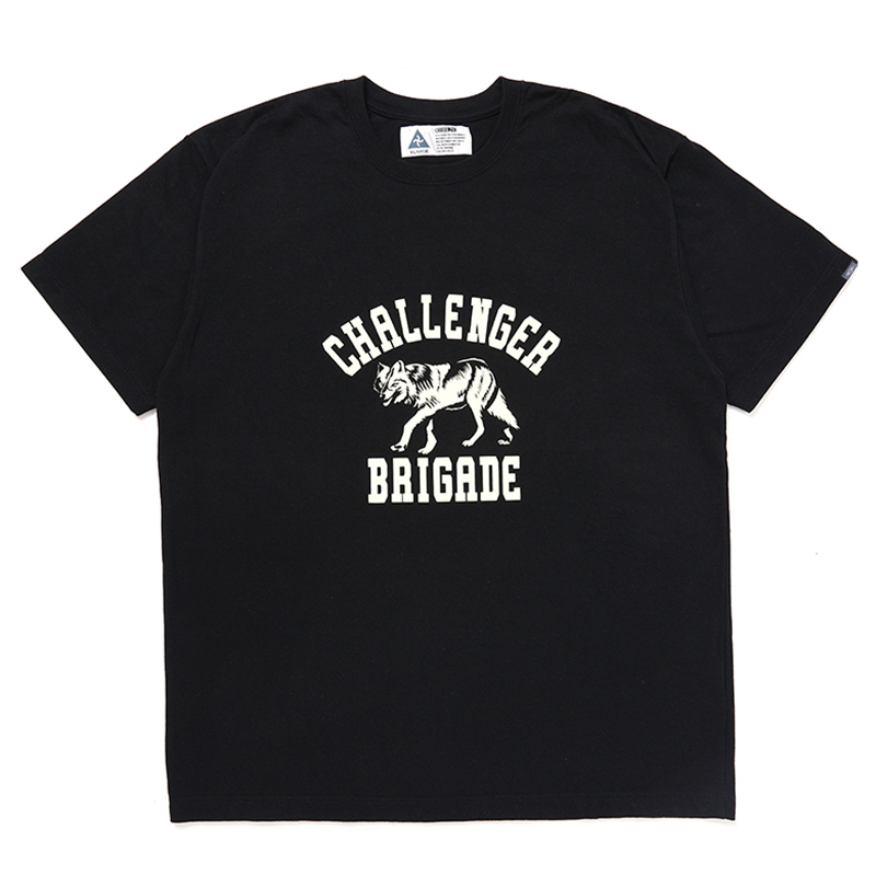 画像: CHALLENGER/WOLF COLLEGE TEE（BLACK）［プリントT-24秋冬］